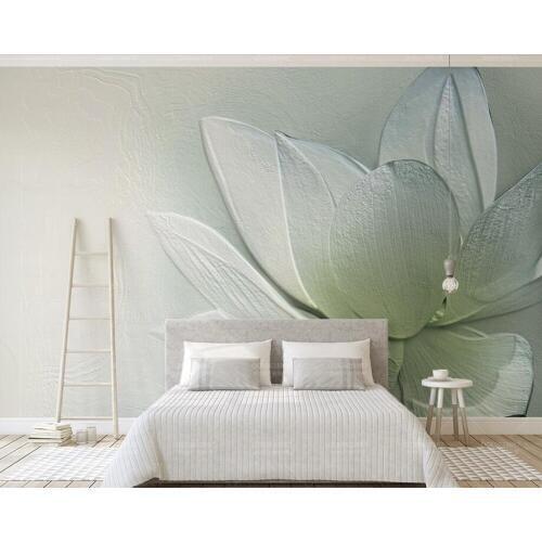 Papel de parede 3d three-dimensional relief lotus wallpaper murals for living room TV sofa wall bedroom wall papers home decor