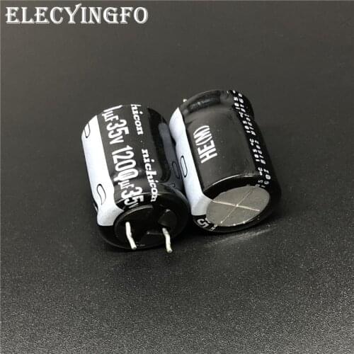 5pcs 1200uF 35V NICHICON HE Series 16x20mm Extremely Low Impedance 35V1200uF Aluminum Electrolytic Capacitor