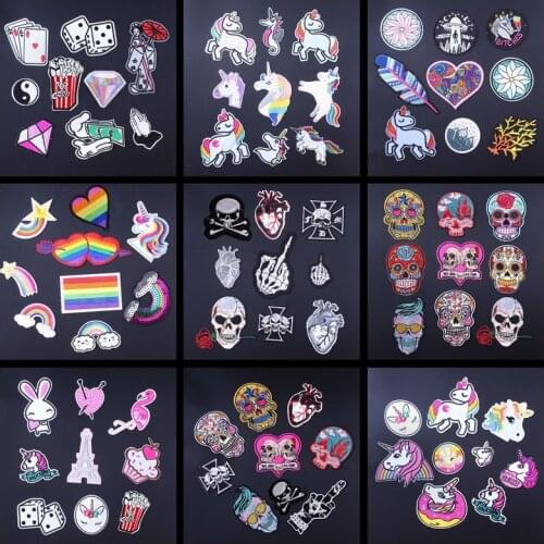 9pcs/lot Letter Rainbow Unicorn Patches For Clothing Iron On Patches On Clothes Cartoon Patches For Clothes Cute Cheap Patch Set