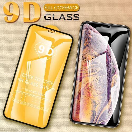 9D Protective Film For iPhone 12 mini 11 Pro Max X XS Max XR 8 7 6 6S Plus Full Cover Screen Protector Tempered Glass