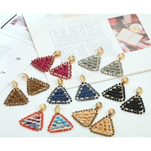 Bohemian womens drop earrings triangle stainless steel bead earrings for women beach summer vacation holiday earrings jewelry