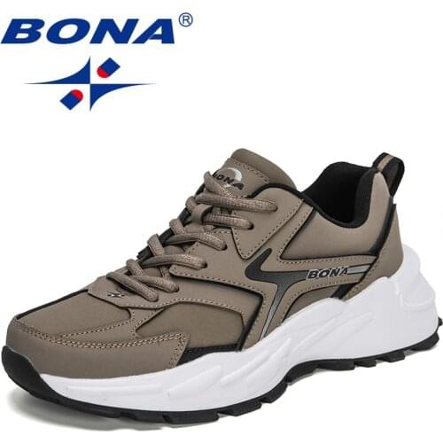 BONA 2021 New Designers Action Leather Casual Sneakers Fashion Brand Men Chunky Shoes Street Style Hard-wearing Runnnig Shoes