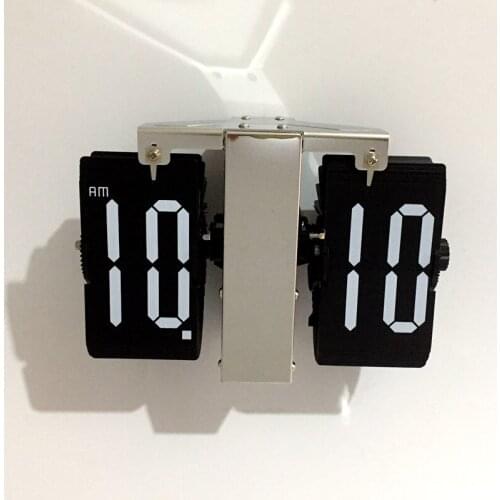Modern Creative Flip Clock Retro Stainless Steel Desk Watch Strip Digital Clocks Home Decore Living Room Office Decoration 50