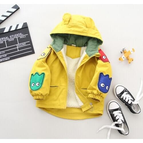 Baby boys coat 0-5 years old autumn and winter boy jacket Korean thickening girls plus velvet cartoon jacket Foreign trade