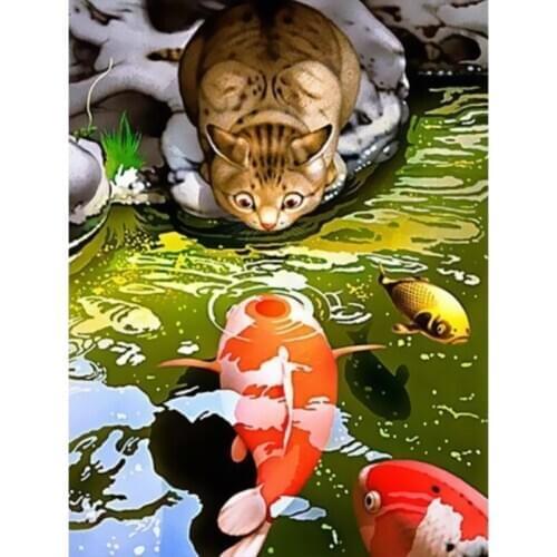 DIY Painting By Numbers Colorful Animals Cat Oil Painting HandPainted Home Decor Gift Canvas Drawing