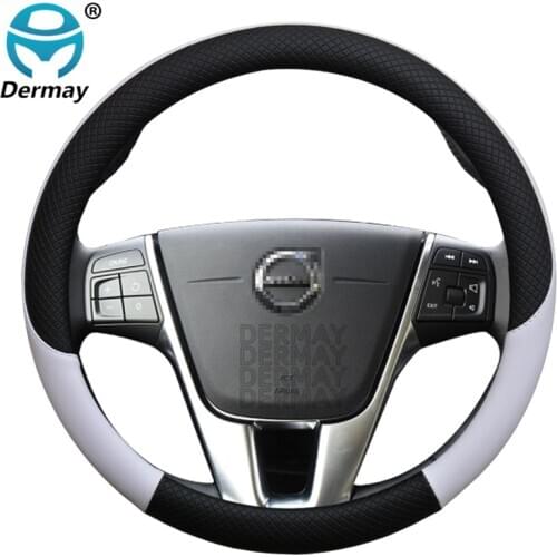 For Volvo V40 2012~2019 Leather Car Steering Wheel Cover 100% DERMAY Brand Non-slip Auto interior Accessories