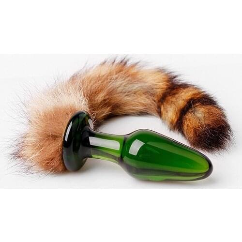 Erotic Glass Anal Plug with Fox Tail Sexy Butt Plug Tail Dildo Bdsm Fore Play Goods for Adults Sex Toys for Couples Sex Shop