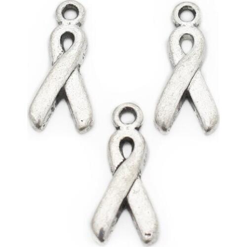 Hot Selling 12pcs/lot Silk Ribbon Alloy Dangle Charms No Lobster Clasp Hanging Charm DIY Earring Pendant&Choker