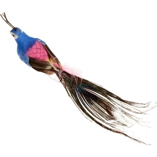 Fake Peacock Artificial Foam Feathered Birds, Decorative Craft Long Tail Bird for Home Ornaments, Wedding Decor