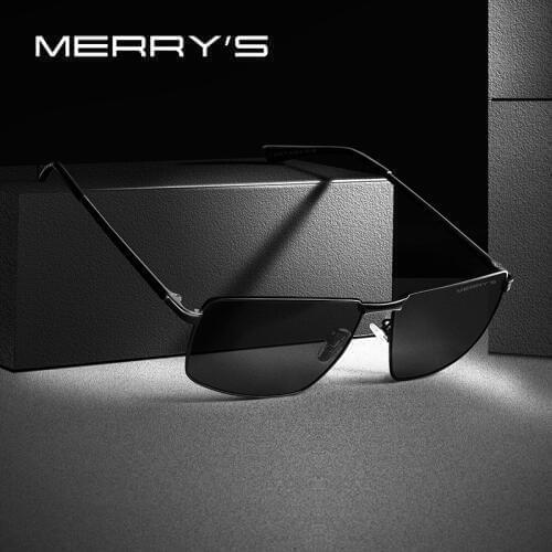 MERRYS Men Classic Rectangle Sunglasses Aviation Frame HD Polarized Sun glasses For Men Driving UV400 Protection S8283