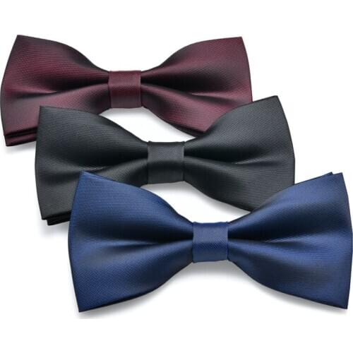 Mens Bow Tie Matte Black Flat Head Classic Double Layer Solid Color Business Banquet Wedding Daily Suit Shirt Bowtie