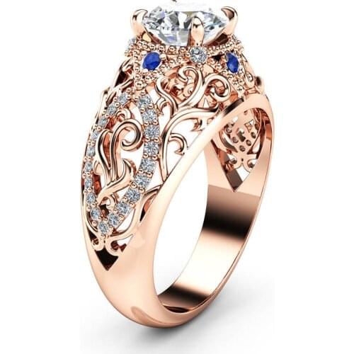 Real 14K Rose Gold 1 Carats Diamond Ring for Women Wedding Diamond Jewelry 14K Rose Gold Natural Gemstone Bizuteria Jewelry Ring