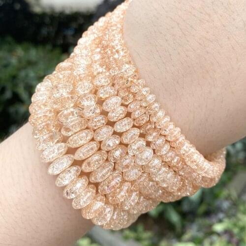 Natural Golden Cracked Crystal Rondelle Stone Beads For Jewelry Making 6*3 8*4 10*5mmmm Spacer Loose Beads Diy Bracelet Necklace