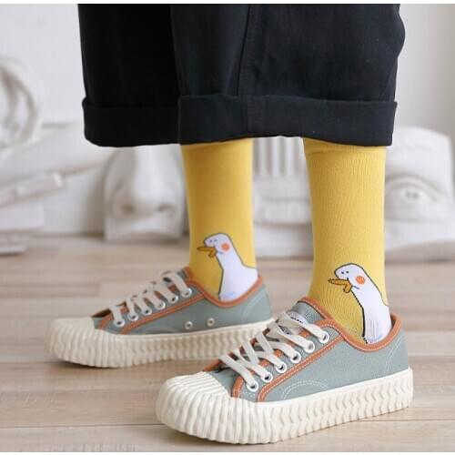 Lovely cartoon duck knee high socks Average size Fashion cotton socks