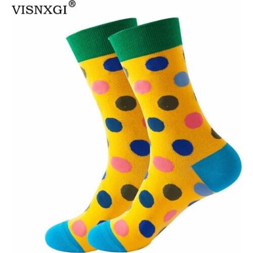 VISNXGI Mens Funny Happy Socks Colored Dots Pattern Three-Dimensional Tube Middle Tube Cotton Fitness Gym Elasticity Breathable