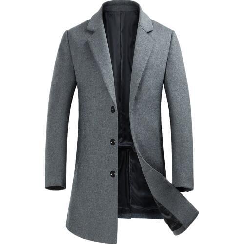 1889 New Fashion Man Coat Autumn &Winter Clothes Male Woolen Long Overcoat Mens Wool Bends Coat