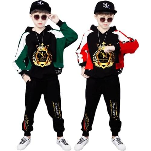 NEW Boys Clothes Sets Golden crown printed Children Boys Suits Spring Autumn Kids Clothes Big Childrens Sports Suit Boy Clothes