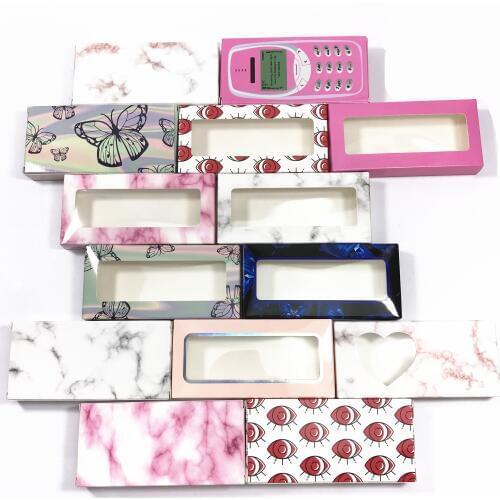 Wholesales Packing box for eyelash blank package Multicolor paper box white tray 25mm Eyelashes DIY flash packing box make up
