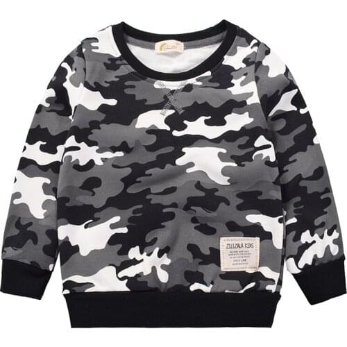 Boys Fall Sweatshirts Children Long Sleeve Camouflage Sweatshirts Toddlers Baby Boys Fashion Clothing 2-8 Years