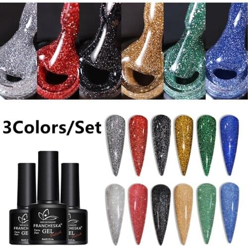 3 Colors/Set Glitter Gel Nail Polish Disco Camouflage Phototherapy Base And Top Coat Hybrid Varnishes Nail Art Glue Manicure