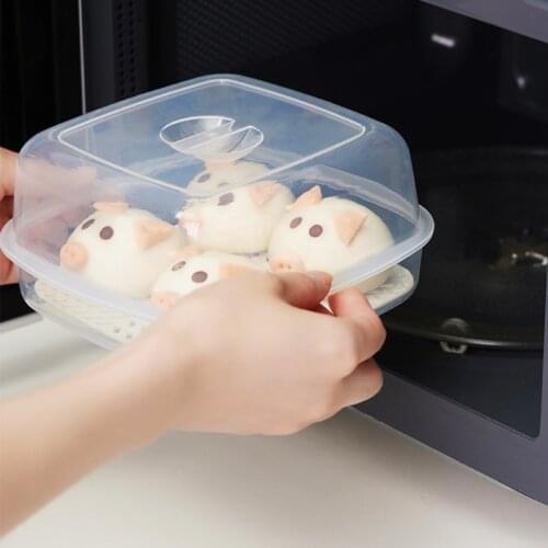 Microwave Oven Steamer Plastic Cook Container with Lid for Steamed Bun Dumpling