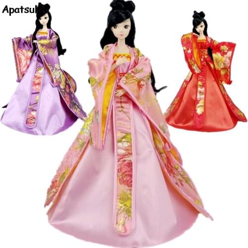 Cosplay Dress For Barbie Dolls 1/6 Traditional Chinese Ancient Beauty Costume Clothes Party Evening Dresses For Barbie Kids Toys