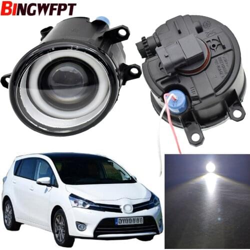 2PCS Angel Eye Fog Light Assembly For Toyota Verso (_R2_) 2009-2018 Car Front Bumper Fog Light With Halo Ring DRL H11 12V
