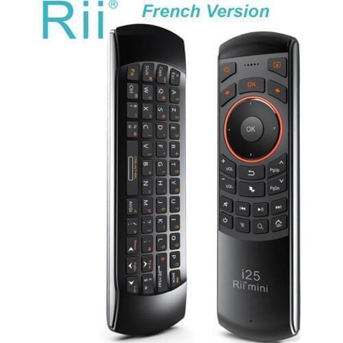 Rii i25 Mini Keyboard Air Mouse Remote Control with 2.4 G Wireless French AZERTY for Smart Android TV Box IPTV HTPC