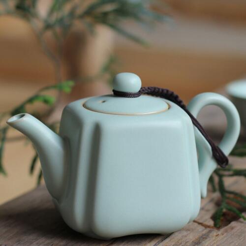 Light blue Chinese tea pot handmade ceramic teapot simple and classical traditional china culture art porcelain