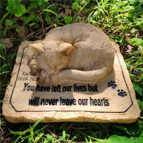 Pet Decoration Loss of Cat Gifts Pet Memorial Stone 3D Cat Sculpture Loved Pet For Garden Tombstone Stone JSYS