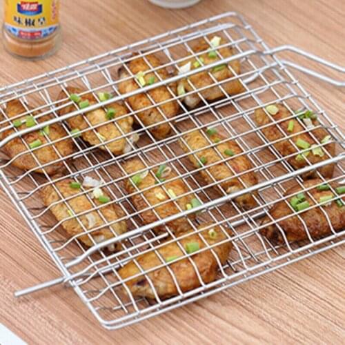 BBQ Outdoor Cooking Barbecue Metal Grilling Meat Burger Fish Basket Rack Camping
