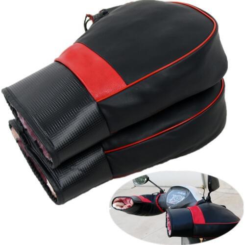 1 Pair Waterproof Motorcycle Winter Leather Gloves Scooter Hand Cover ATV Quad Bike Snowmobiles Handlebar Warmer Velvet Gloves