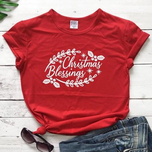 Women Casual Religion Christian Bible Young Street Style Tees Tops Christmas Blessings T Shirt Holiday Gift Funny