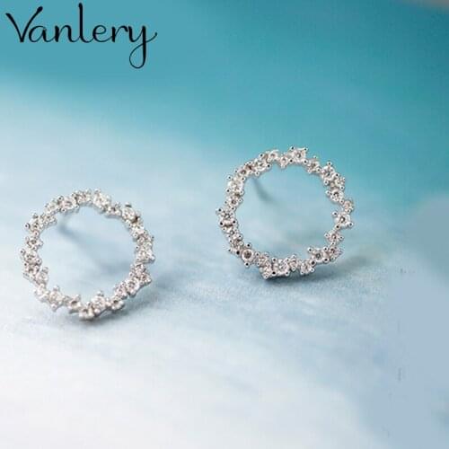 New Arrivals Korean Style Zircon Circle Earrings For Women Lady Bridal Earrings Girls Gifts Pendientes Brincos 2021