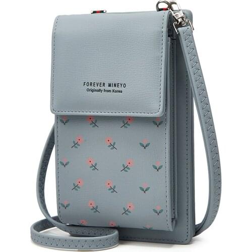 Womens Mini Leather Shoulder Bags for Phone Leather Black Blue Pink Wallet Fashion Shopping Small Handbag with Strap