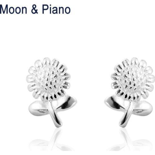 925 Sterling Silver Sunflower Stud Earrings Lady High Quality Fine Jewelry For Wedding Gift Romantic Birthday Gift For Women