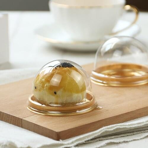 100Pcs/ 50Pcs Baking Packing Box Sets Food-grade Plastic Round Blister Box with Transparent Lid