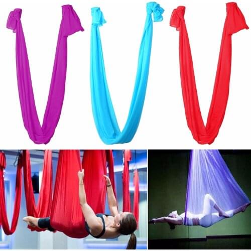 2017 High Quality 2.8m *1m Length Yoga Flying Swing Hammock Anti-Gravity Elastic Yoga Aerial Inversion Swing Sling Strap Prop