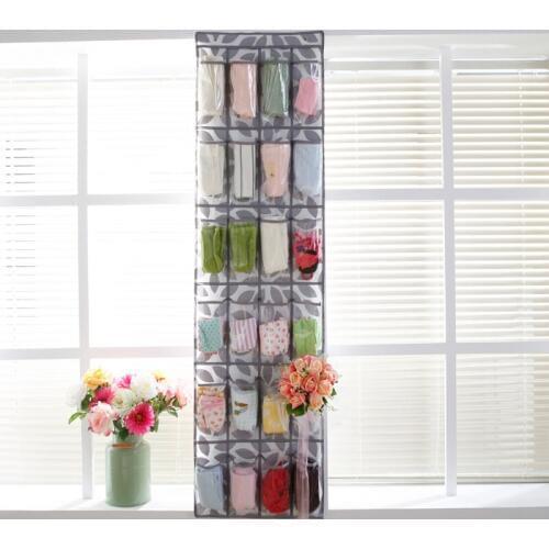 24 Pockets Dot Leaf Pattern Transparent Storage Bag Hanging Study Wall Universal Dormitory Classroom Kitchen Grid Organizer Case