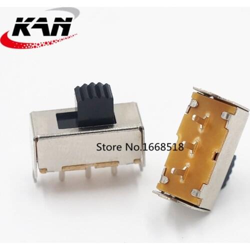 50PCS SS-12F02 1P2T -G5 Single pole double throw slide switch 3 pin verticle type with 2 fixed pin slide contact switch