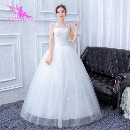 AIJINGYU 2021 2020 floor length Customized new hot selling cheap ball gown lace up back formal bride dresses wedding dress FU253