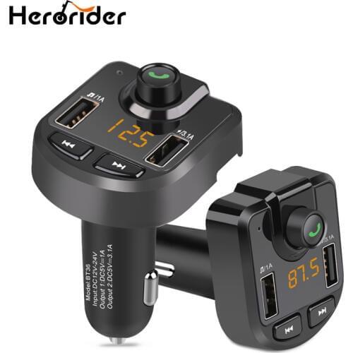 Herorider Car Wireless Bluetooth Mp3 Player Car 4.1A For Iphone GPS Fm Modulator With Voltage Dual USB Charger Fm Transmitter