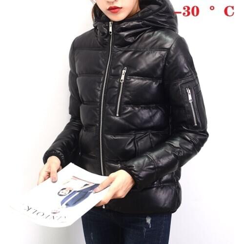 Shipping,women Genuine Free leather jackets.winter thick female 20% white duck down sheepskin jacket,soft plus size leather coat