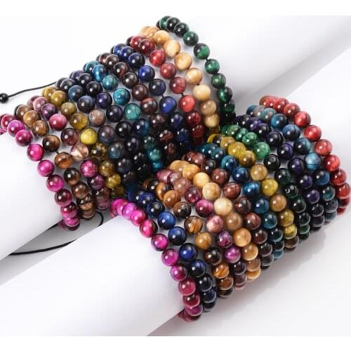 Natural Tiger Eye Beads Bracelet Reiki Yoga Healing Luck Stone Bracelet for Women Men Birthday Festival Charm Jewelry Gift