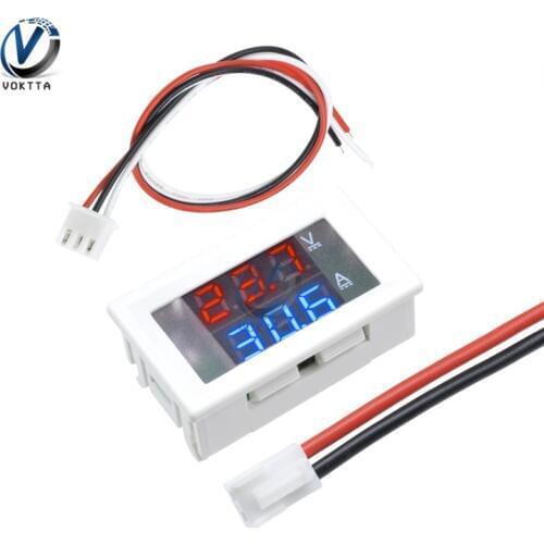 Mini Digital Voltmeter Ammeter DC 100V 10A Panel Amp Voltage Current Meter Tester 0.56" Blue Red Dual LED Display White Case