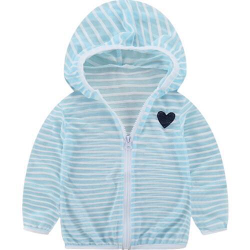 Spring Autumn Children Clothing Toddler Girl Boy Hooded Stripe Sweatshirt Tops UV/Sun Protection Hoodie Zipper Outfits 9M-6T