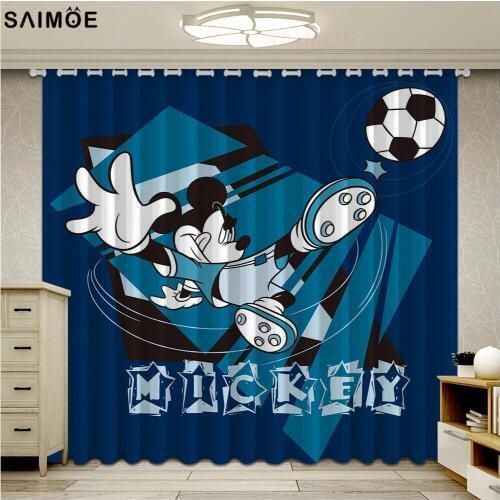 Racing Mickey Curtains For Window Cartoon Kids Living Room Bedroom Blind Drapes Home Improvement Fabric Cortinas
