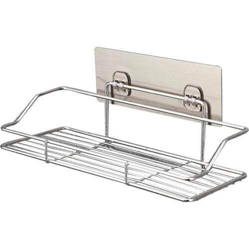 Hot New Stainless Steel Bathroom Kitchen Shelf Storage Adhesive Basket Punch Free Hogard OC15