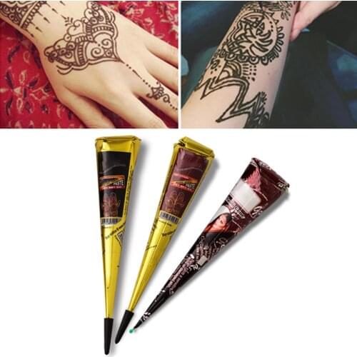 1PCs Indian Natural Herbal Henna Tattoo Paste Paint Temporary Waterproof Tattoo Kit Body Art Sticker Mehandi Body Paint Tools