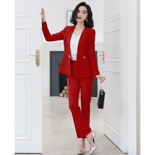New Elegant Office Work Pant Suits Women Suit Business Lady Female 2 Piece Set Blazer Pants Jacket Autumn Winter Large Size 4XL